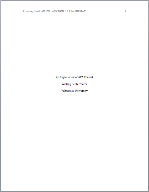 Cover page for term papers apa