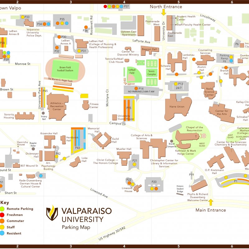 Valparaiso Parking Campus Map