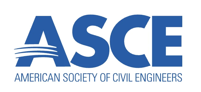 ASCE logo with blue letters and "American Society of Civil Engineers" written below, representing the organization’s official branding.