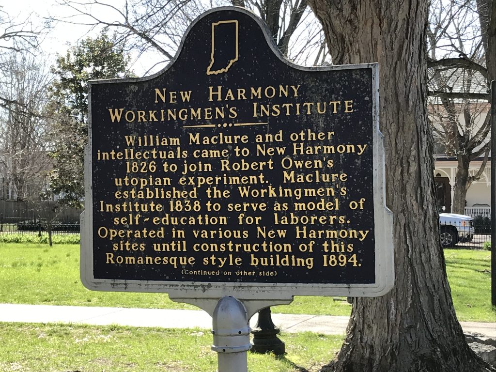 Historical Marker for New Harmony Workingmen's Institute