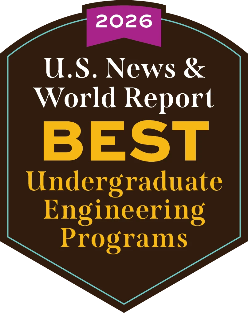 Shield-shaped badge reading "2026 U.S. News & World Report Best Undergraduate Engineering Programs.