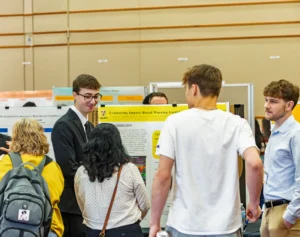 Valparaiso University students present poster presentations of research at the Symposium on Research and Creative Expression in 2026.